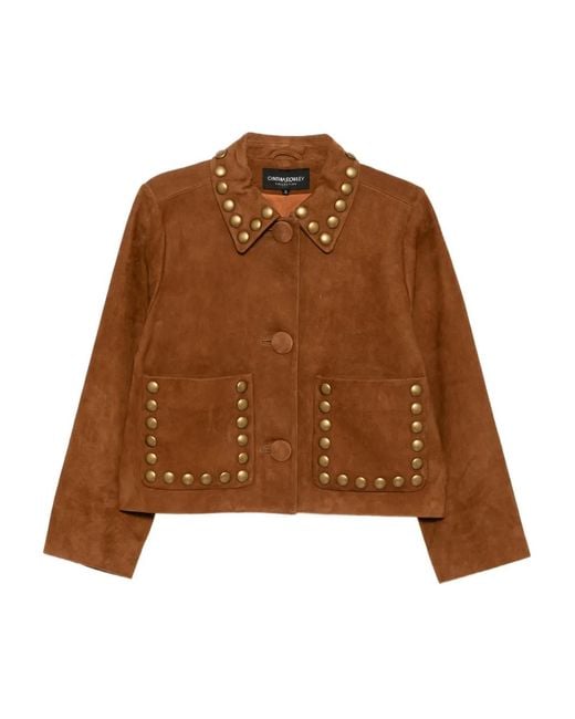 Cynthia Rowley Brown Studded Suede Jacket