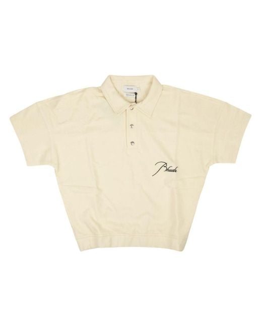 Rhude Natural Logo-embroidered Polo Shirt for men