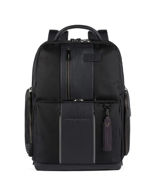 Piquadro Black Mesh-Texture Backpack for men