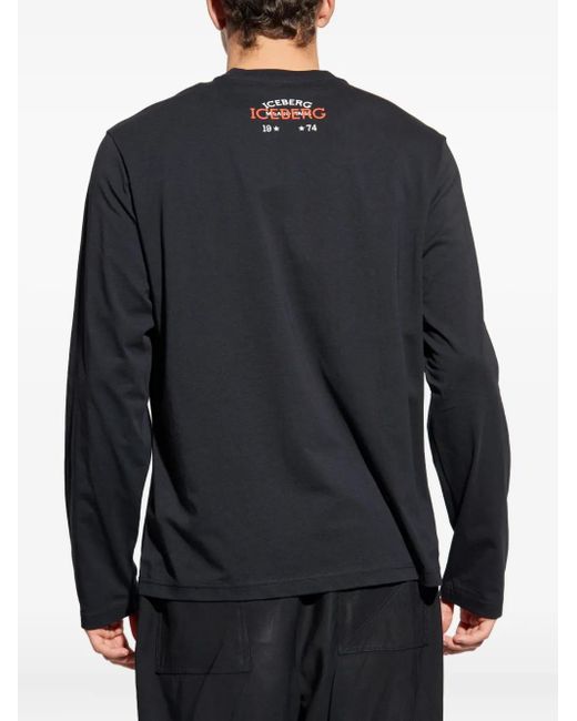 T-Shirt A Maniche Lunghe Con Logo di Iceberg in Blue da Uomo