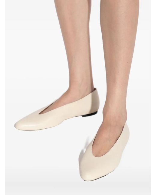 Neous Natural Beid Pointed-Toe Leather Ballet Flats