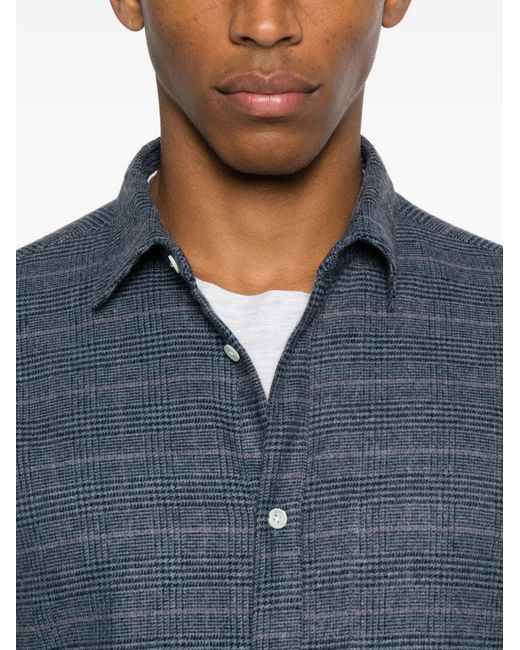 Cellar Door Blue Buttoned Check Shirt for men