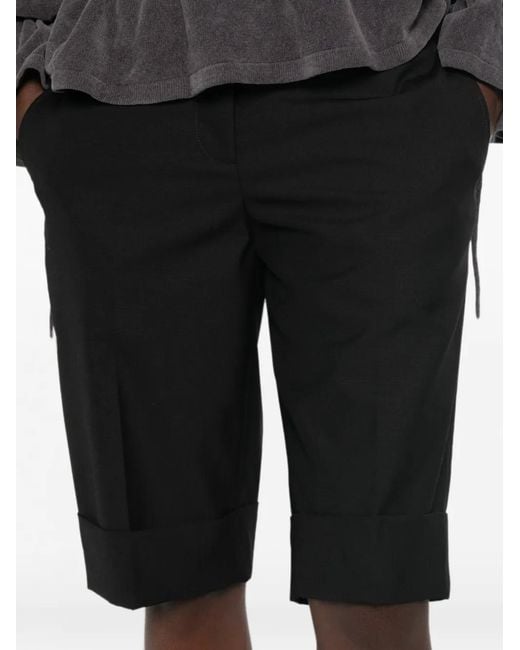 Moschino Black Buttoned Turn-Up Shorts