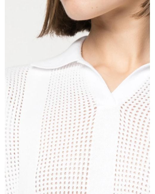 LHD Opengebreid Poloshirt in het White