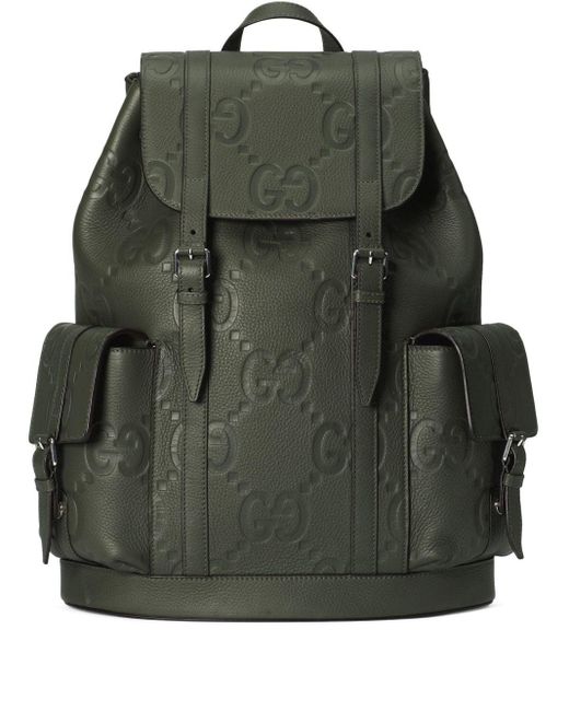 Gucci Green Jumbo GG Leather Backpack for men
