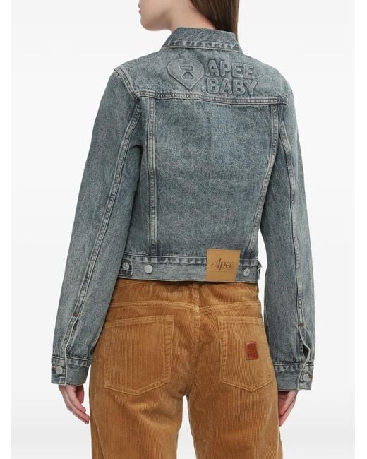 AAPE BY A BATHING AP Blue Logo-Embossed Denim Jacket