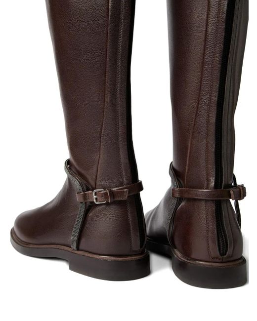 Bottes En Cuir À Boucles Brunello Cucinelli en coloris Brown