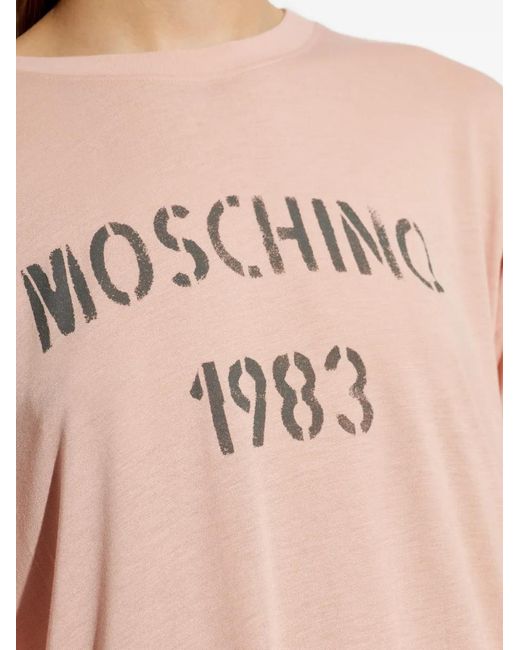 Moschino Pink Logo-Print T-Shirt