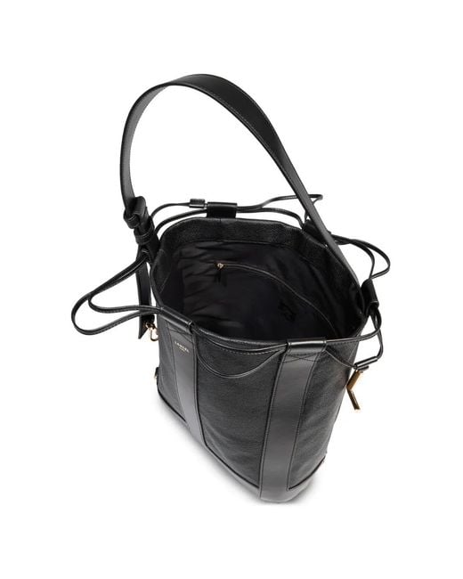 Lancel Black Elles Grain-Leather Bucket Bag