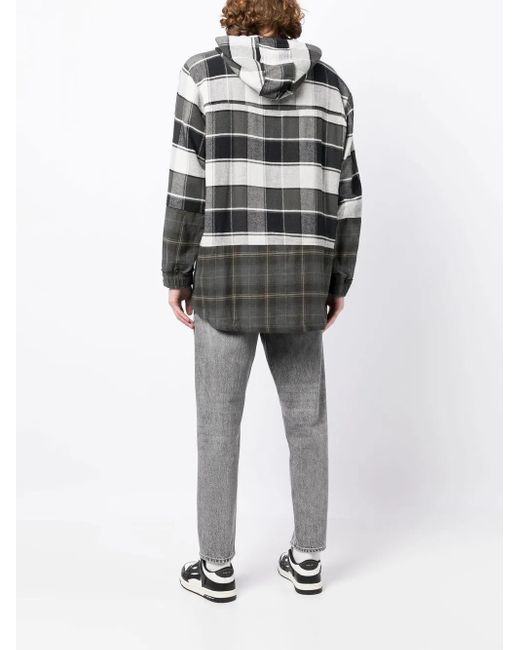 Alchemist Gray Check-Print Long-Sleeve Hoodie for men
