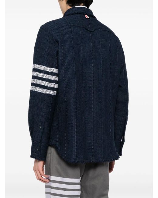 Thom Browne Blue 4-bar Stripe Shirt Jacket for men