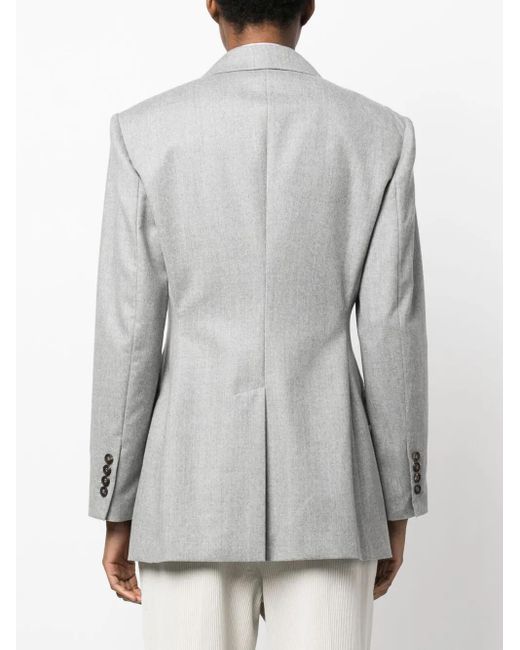 Brunello Cucinelli Gray Single-Breasted Button-Fastening Blazer