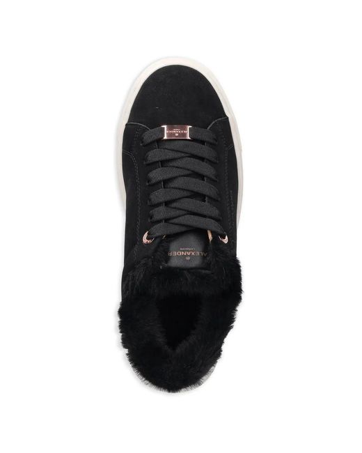 Alexander Smith Black London Faux Fur-Trim Sneakers