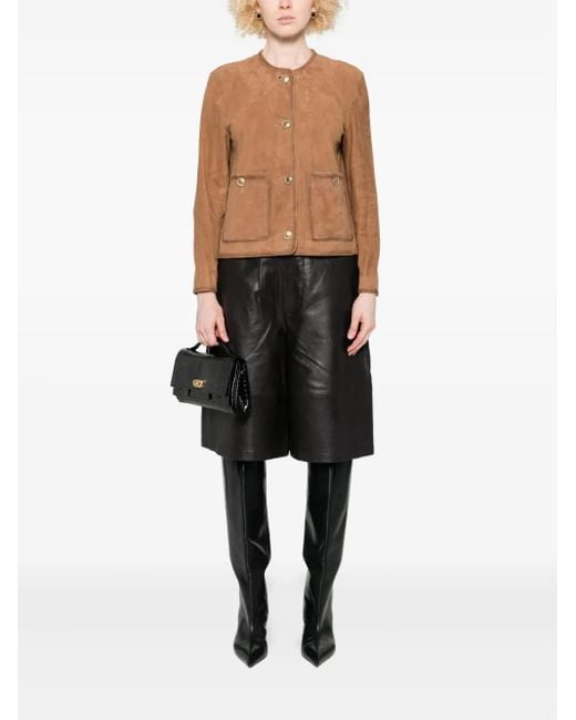 Arma Natural Suede Round-Neck Jacket