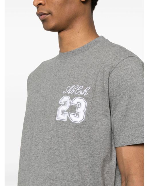 T-shirt en coton à logo brodé Off-White c/o Virgil Abloh pour homme en coloris Gray