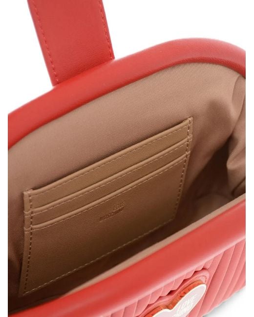 Moschino Red Pleated Heart-Motif Crossbody Bag