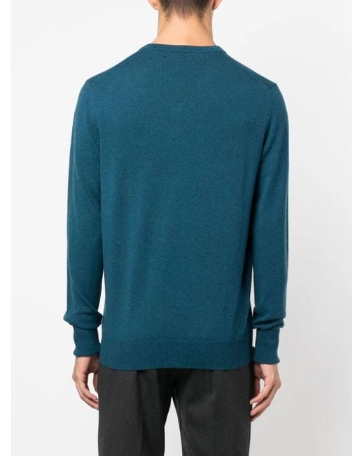 Ballantyne Blue Ribbed-Knit V-Neck Sweater for men