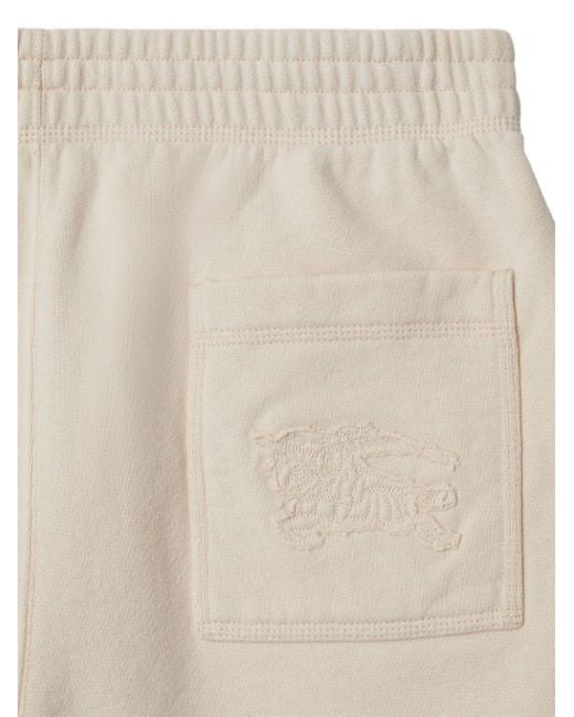 Burberry Natural Ekd-embroidered Cotton Track Shorts for men