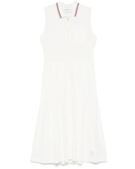 Thom Browne Women's White Rwb-Stripe Pleated Midi Dress - coffeafoods.com