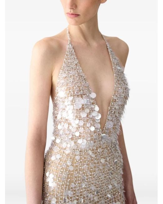 Vestido de fiesta con lentejuelas Carolina Herrera de color White