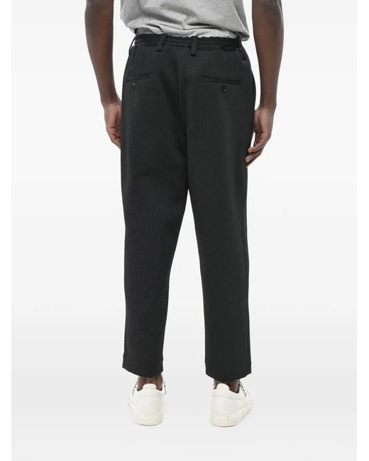 Marni Black Pleated Textured Trousers for men