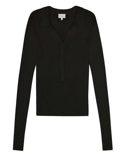 Blouse Côtelée Finn À Col Polo Herskind en coloris Black