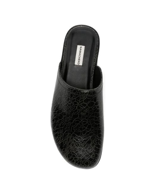 NAMACHEKO Black Crackled-Effect Loafers for men
