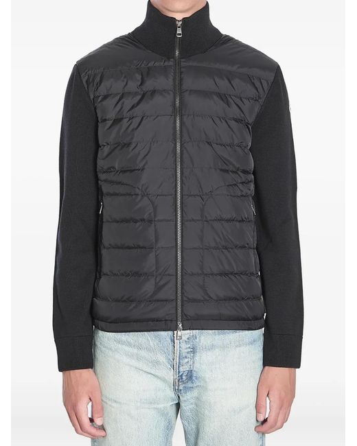 Moncler Black Logo Patch Padded Zip-Up Cardigan for men