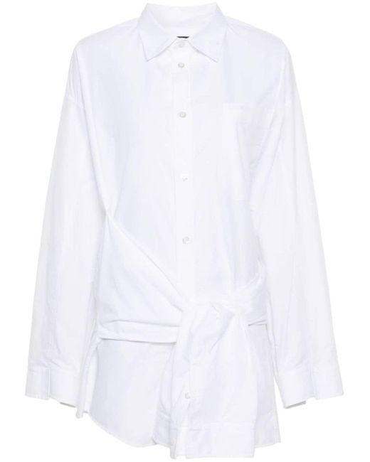 Balenciaga White Hemd mit geknoteten Ärmeln