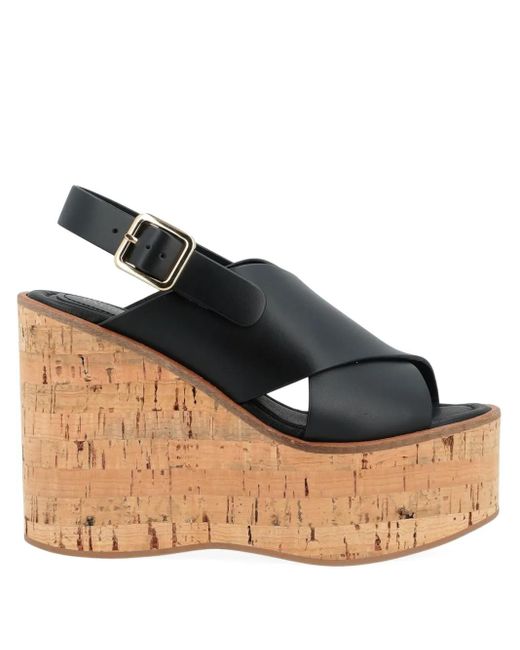 Paloma Barceló Black 110Mm Crossover Slingback Wedge Sandals