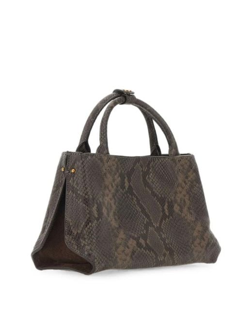 Gianni Chiarini Brown Small Amal Python-Effect Tote Bag