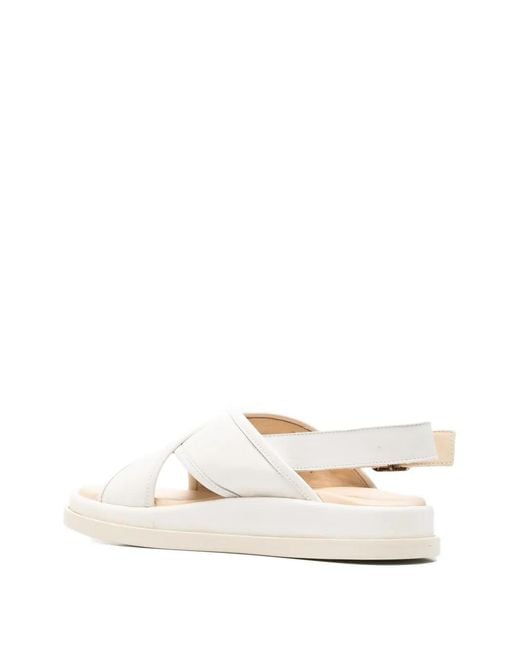SERGIO MORETTI FIRENZE White Crossover-Strap Slingback Sandals
