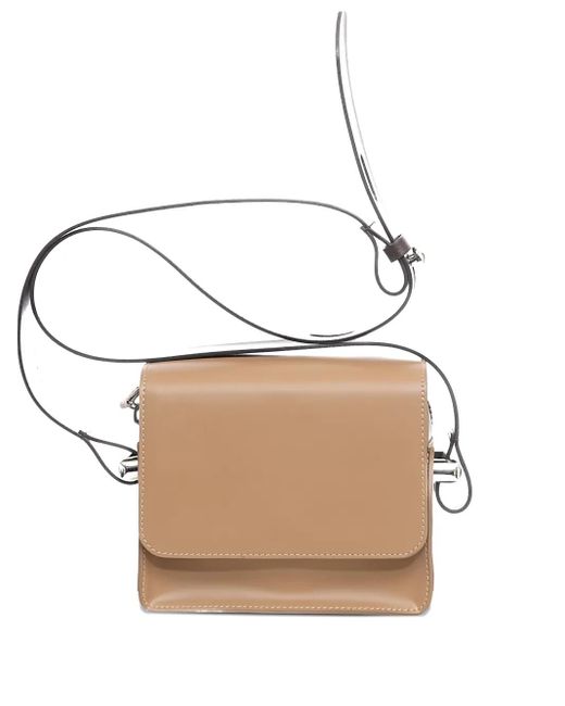 AMINE White Fordy Flap Contrast-Strap Cross Body Bag