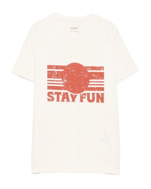Ba&sh White Graphic-Print Cotton T-Shirt