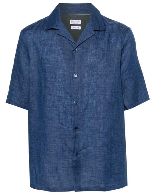 Brunello Cucinelli Hemd aus Leinen-Chambray in Blue für Herren