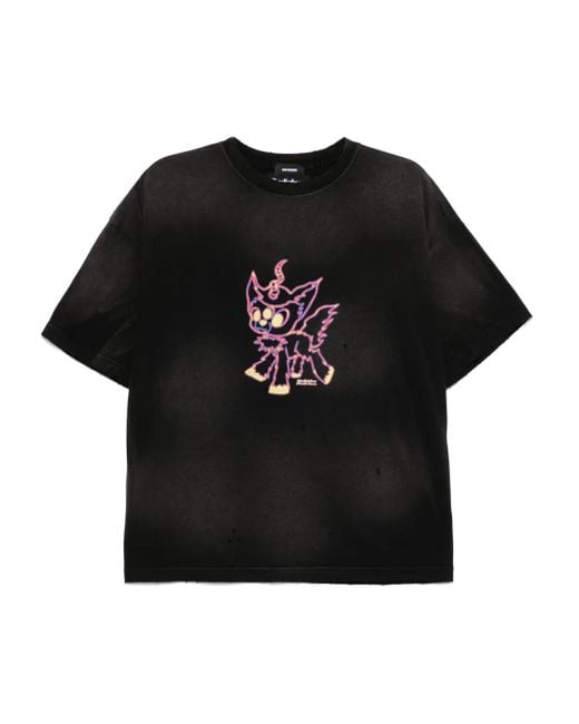 we11done Black Peaches Flame Logo Print T-Shirt