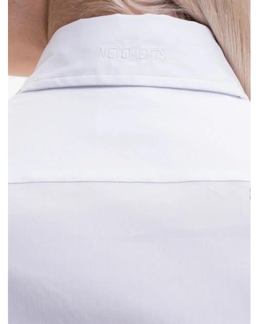Vetements White Logo-Patch Button-Up Shirt