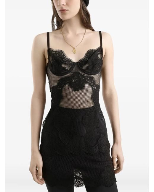 Abito Corto Con Inserti di Dolce & Gabbana in Black