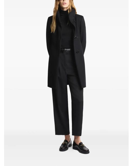 Fay Black Toggle-Fastening High-Neck Coat