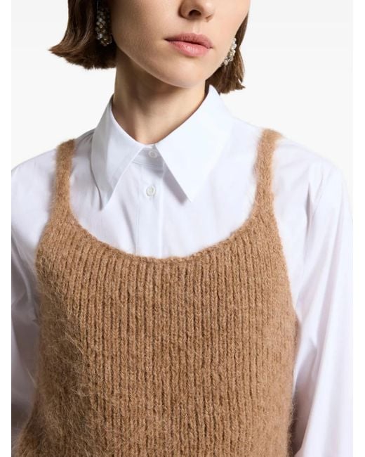 Peserico White Squared-Neckline Sleeveless Top