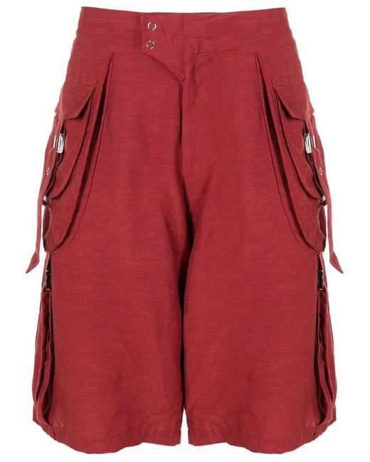 Amir Slama Red Cargo Bermuda Shorts for men