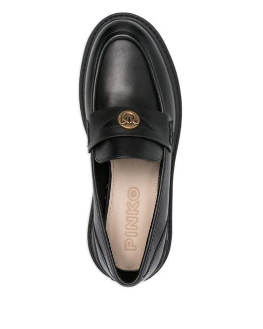 Pinko Black Logo-Plaque Platform Loafers
