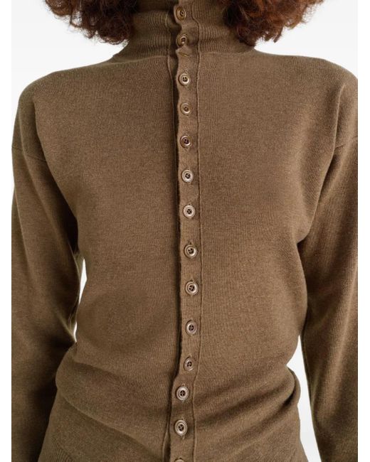 Lemaire Brown Cardigan Mit Rollkragen