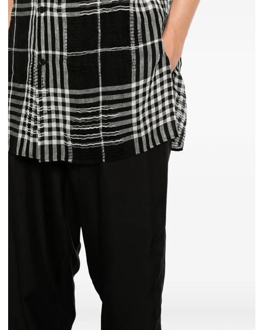 Yohji Yamamoto Black Elasticated-Waistband Tapered Trousers for men