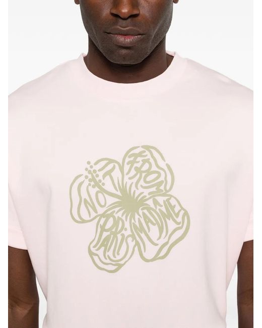 Drole de Monsieur Pink Floral-Print T-Shirt for men