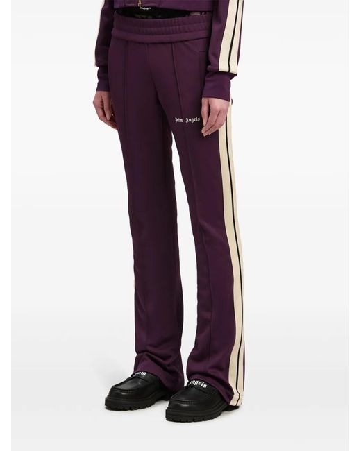 Palm Angels Purple Logo-Embroidered Flared Track Pants