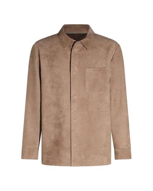Canali Brown Suede Chest-Pocket Jacket for men