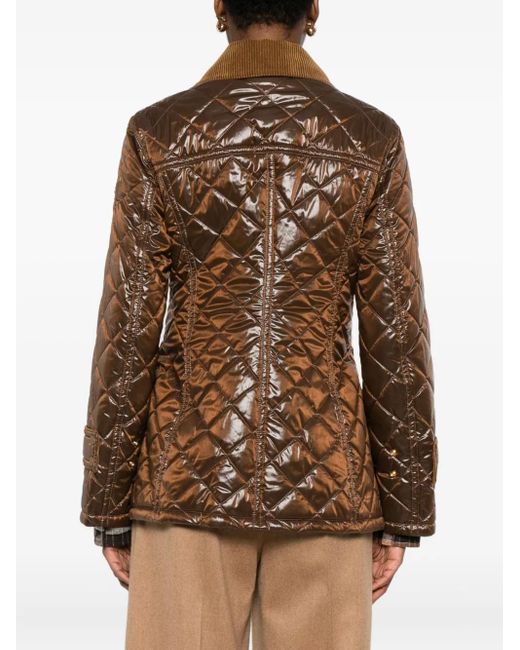 Peuterey Brown Gesteppte Jacke mit Cordkragen