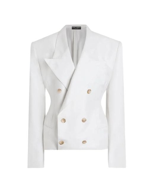 Dolce & Gabbana White Double-Breasted Jacket
