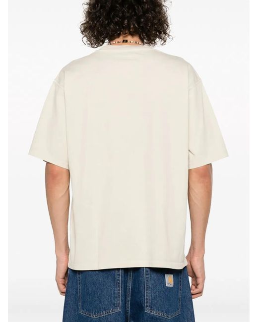 Nanushka White Logo-Embroidered Cotton T-Shirt